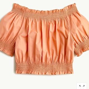 J. Crew Off-Shoulder Crop Top in Coral